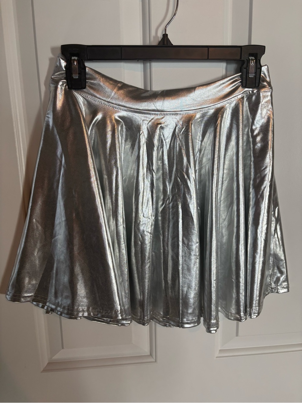 Metallic Silver Skater Skirt - Women's Shiny Circle Skirt
